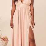 Lulus Heavenly Hues Pink Blush V-neck Bridesmaid Maxi Dress Sz XS Photo 0
