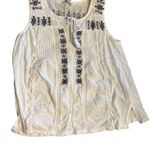 Lucky Brand  Boho White Tank Top with Blue Embroidery Photo 1