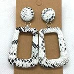 White Snakeskin Drop Boho Earrings Photo 0