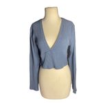 Wild Fable Y2K Ribbed Knit Blue Deep V-Neck Cropped Sweater Size Large Photo 1