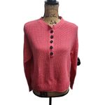 American Eagle‎ Womens Waffle Knit Henley Top Size M Pink Coral Button Front Photo 1