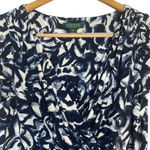 Ralph Lauren Lauren  Navy Blue White Sheath Dress Empire Waist V-Neck 16W Floral Photo 3