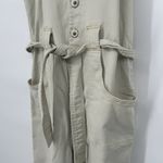 Venus Denim Crop Jumpsuit Super Wide Leg Beige Sleeveless Pockets Raw Hem Sz 14 Photo 2