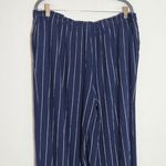 Cato  Navy Blue and White Striped Pull-on Wide Leg Pants Linen Blend Size 14/16 Photo 5