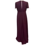 Joanna August Plum Chiffon Flutter Sleeve Maxi Bridesmaid Wedding Guest Dress Photo 3
