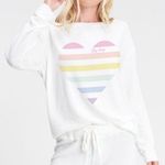 Phil Love  Rainbow Heart Loungewear Top and Bottom Set White Size Medium NWT Photo 1