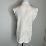 Vintage Open Front Sweater Vest Cream Beige Grid Pattern Sz Medium? Tan Photo 1