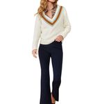 Spartina 449 Cream V Neck Pullover Stripe Cashmere Blend Sweater Women Size XXL Photo 9