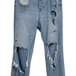 PacSun  High Rise Distressed Mom Jeans Light Wash Womens 25 Button Fly 90s Blue Photo 0