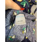 Draper James  Navy Yellow Floral Wrap Dress - Size 6 - 100% Linen Photo 7