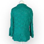JM Collection  Crochet Jacket Women's Large Green Sweater Blazer Long Sleeves Photo 2