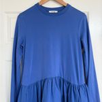 COS  Long-Sleeved Gathered Midi Dress Blue Size Small Photo 3