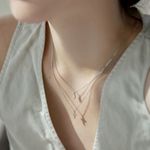 Layered Cross Necklace Silver Photo 3