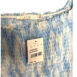 Lush Clothing New Lush Womens Size XL Cropped Top Smocked Cap Puff Sleeve White Blue Swirl Photo 2