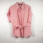 Lauren Ralph Lauren Black Label Red Striped Linen Tie Waist Top Size XL Photo 1