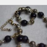 Source Unknown Vintage Engraved & Filigree Silver Tone With Blue Beads Choker Necklace Photo 2