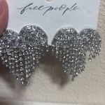 Free People Hearts on Fire Dangle Earrings Rhinestones Fringe Bling Photo 3