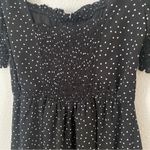 Rixxi black and white ruched polka dot mini cocktail dress size S short sleeve Photo 2