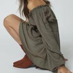 Urban Outfitters #13 NWOT  Clip Dot Smocked Long Sleeve Romper in Olive Photo 2