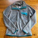 Patagonia  gray with teal detail fleece pullover size medium Photo 0