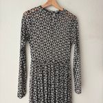 Dressed in Lala Dress Mesh Floral Checkered Long Sleeve Maxi Dress Black White S Photo 2