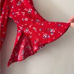 EXPRESS Red Floral Off the Shoulder Flare Sleeve Romper Photo 1