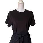 Vince  Short Sleeve Waist Tie Shirt Mini Dress Black Womens Size Medium Photo 4