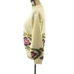 Worthington Vintage  Womens Sweater Floral Cream Medium Photo 2