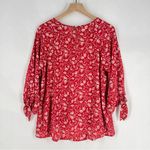 PaperMoon  Larie Tie Sleeve Red‎ Floral Print High Low Chiffon Blouse NWT Size L Photo 7