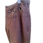 Larry Levine Chocolate Brown Cuffed Capri Pants With Medallions at Waist Fully L Photo 7