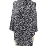 Simply Noelle  Crew Neck Sweater Poncho Black/White Poly Blend One Size Photo 0