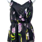 Gap  Satin Floral Print Ruffle Button Tank Top Blouse Shirt Large Photo 0