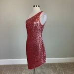 AQUA  Sequined One Shoulder Mini Sheath Sparkly Pink Cocktail Party Dress Size 12 Photo 3