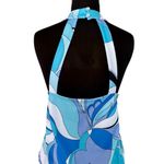 Boston Proper  Ocean Abstract Print Banded Bottom Halter Back Mock Neck Top New L Photo 4