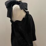 J.Crew  Linen Tie-Shoulder Tank – Black Bow Strap Top Size Medium Photo 3