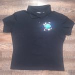 Harley Davidson Vintage  Women's Rhinestone Polo Shirt Flower Sword Large Black Photo 5