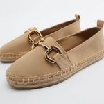 ZARA Gold Buckle Canvas Espadrilles Photo 3