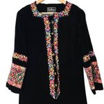 Giorgio Sant'Angelo 1970s Vintage Black Velvet Embroidered Dress Size 6 Photo 1