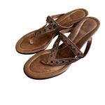 Frye Leather Slip On Slide Sandals Stud Detail Brown Low Wedge Heel Size 8.5 Photo 3