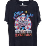 T-Shirt NWT Size Large Black Short Sleeve Elton John Rocket Man Tee Photo 0