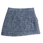 Maeve by Anthropologie Blue Tweed Button Front Mini Skirt Women's Size 14 Photo 3