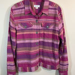 Christopher & Banks  Pink Striped Western Button Down Shirt Linen Blend Medium Photo 0