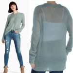 Lucky Brand Womens Rayne Frayed Semi Sheer Wool Blend Knit Sweater Size M Green Photo 1