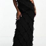 ASOS purchased / Rare London / strappy ruffle detail maxi dress w slit / black Photo 0
