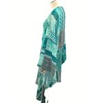 CCC Bohemian Style Patchwork Cape Lightweight Sheer Fabric Elegant Turquoise Whi Green Size XL Photo 2