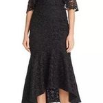 Lee NWT SAU  Lace Off Shoulder Cocktail Black Asymmetric Midi Dress Sz 4 Photo 0