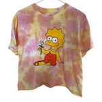 The Simpsons Women's Coral Tie Dye Graphic Tee Shirt Crew Neck Size X Photo 0