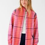 KERRI ROSENTHAL MIA PLAID SHIRT cabin pink plaid ruffle small cotton flannel Photo 1