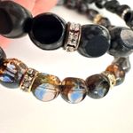 ALEX AND ANI  Eden Equinox Jet Glade Black Silver Beaded Bangle Stackable Bracelet Photo 1