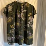 H&M  Floral Cap Sleeve Blouse Size‎ 8 NWT Olive Green Boho Chic Earthy Minimalist Photo 2